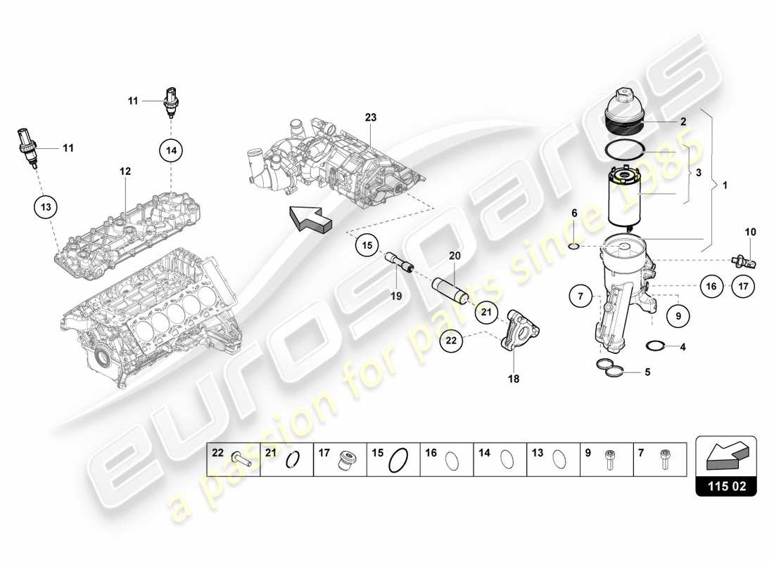ein Teilediagramm aus dem Lamborghini LP610-4 Avio (2017) Teilekatalog