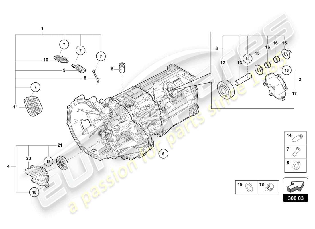 lamborghini 2014 (lp700-4 roadster) äussere komponenten für getriebe ersatzteildiagramm