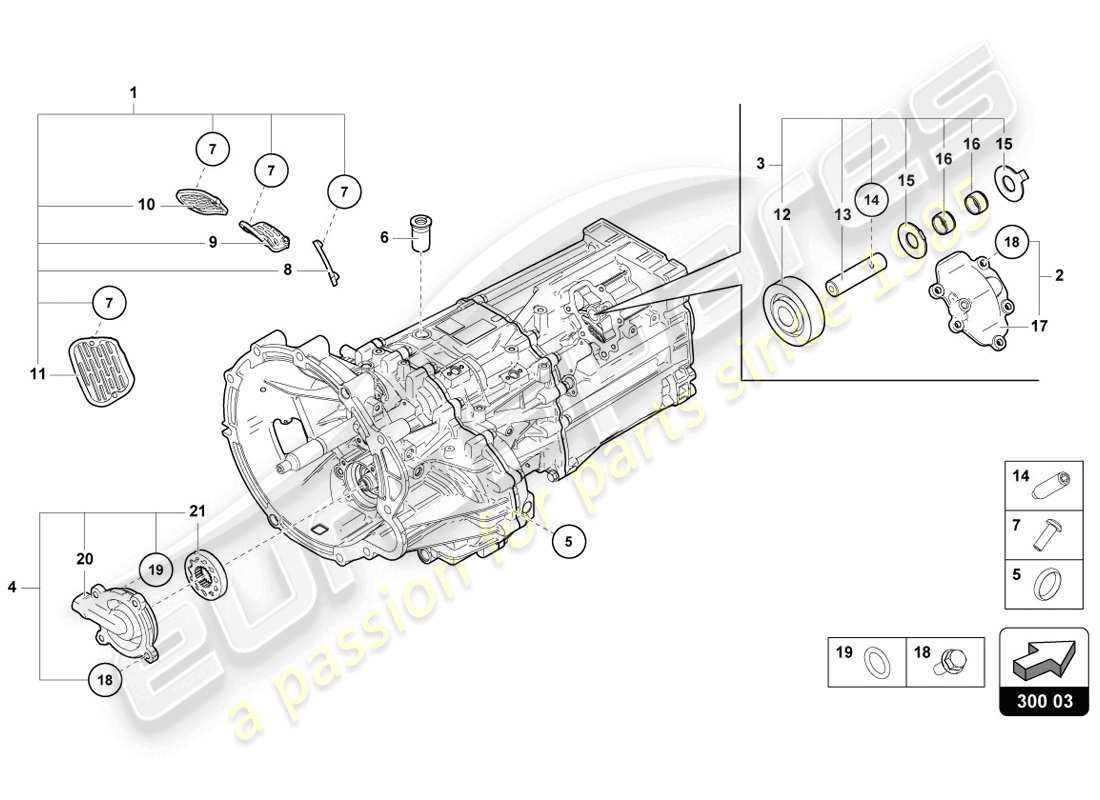 lamborghini lp720-4 coupe 50 (2014) äußere komponenten für getriebe teilediagramm