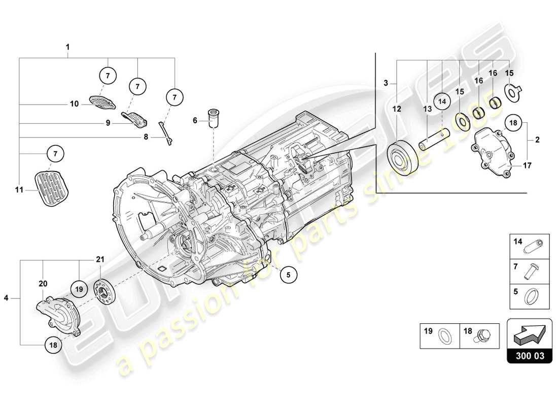 lamborghini lp720-4 coupe 50 (2014) äussere komponenten für getriebe ersatzteildiagramm
