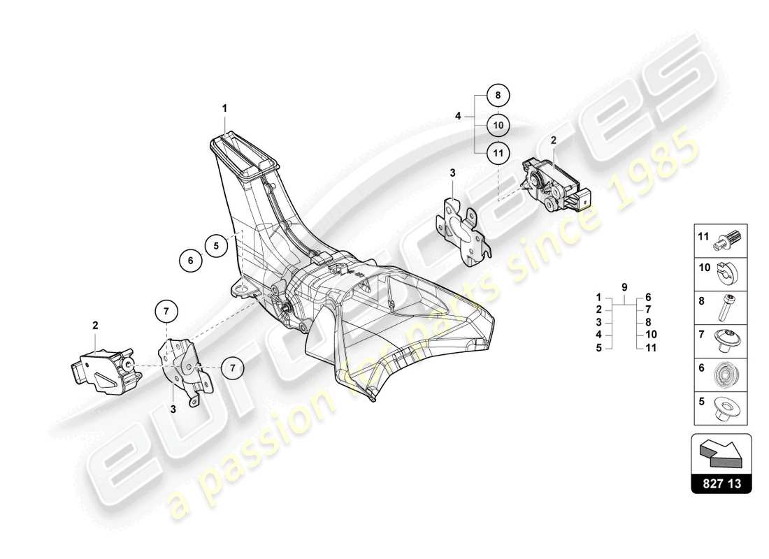 lamborghini 2019 (lp770-4 svj coupe) aerodynamische anbauteile hinten teilediagramm