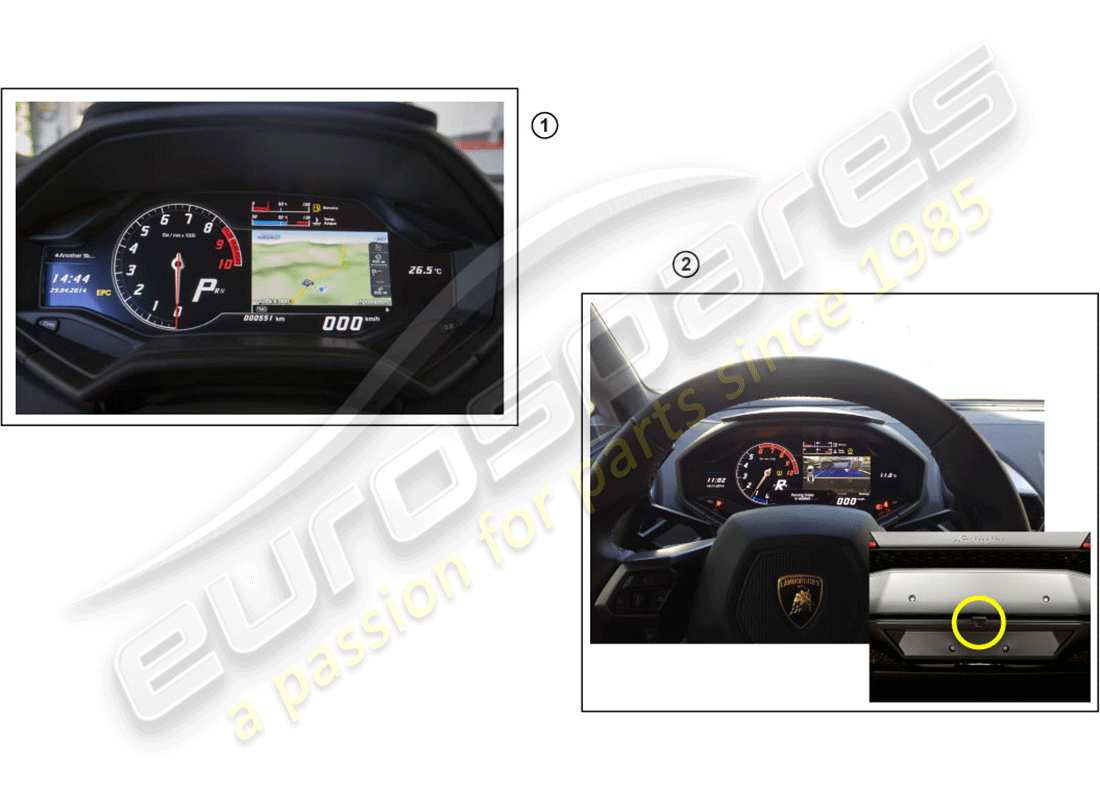 lamborghini huracan lp580-2 spyder (accessories) nachrüstsatz für dynamische navigation teilediagramm