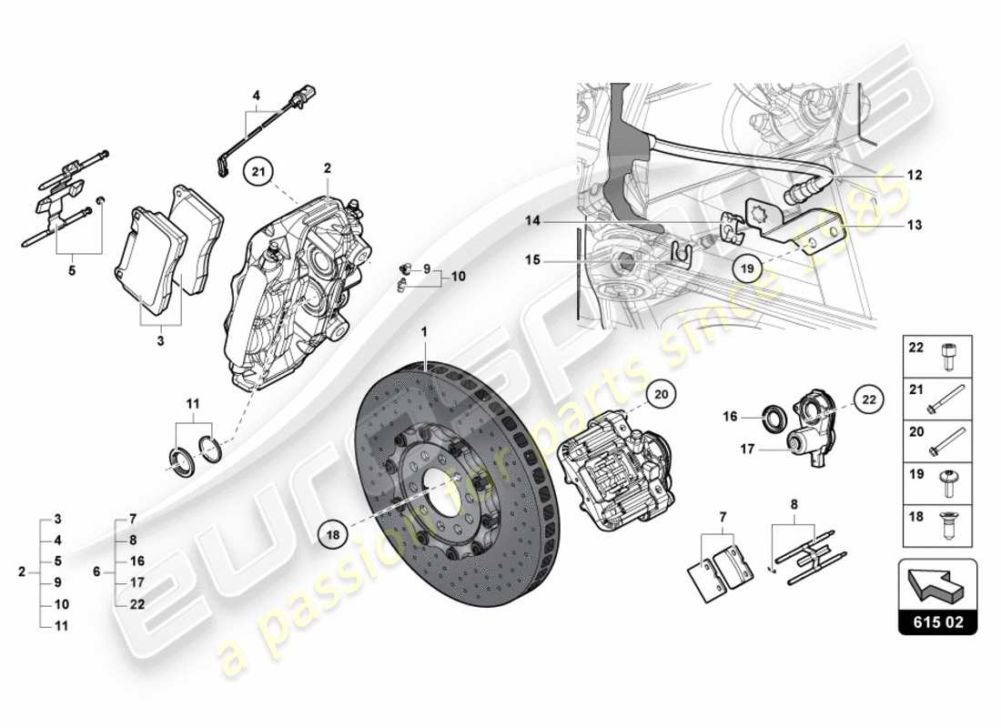 lamborghini 2012 (lp700-4 coupe)) bremsscheibe hinten ersatzteildiagramm