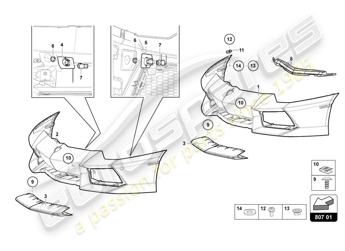 lamborghini lp700-4 roadster (2013) stoßstange, komplett ersatzteildiagramm