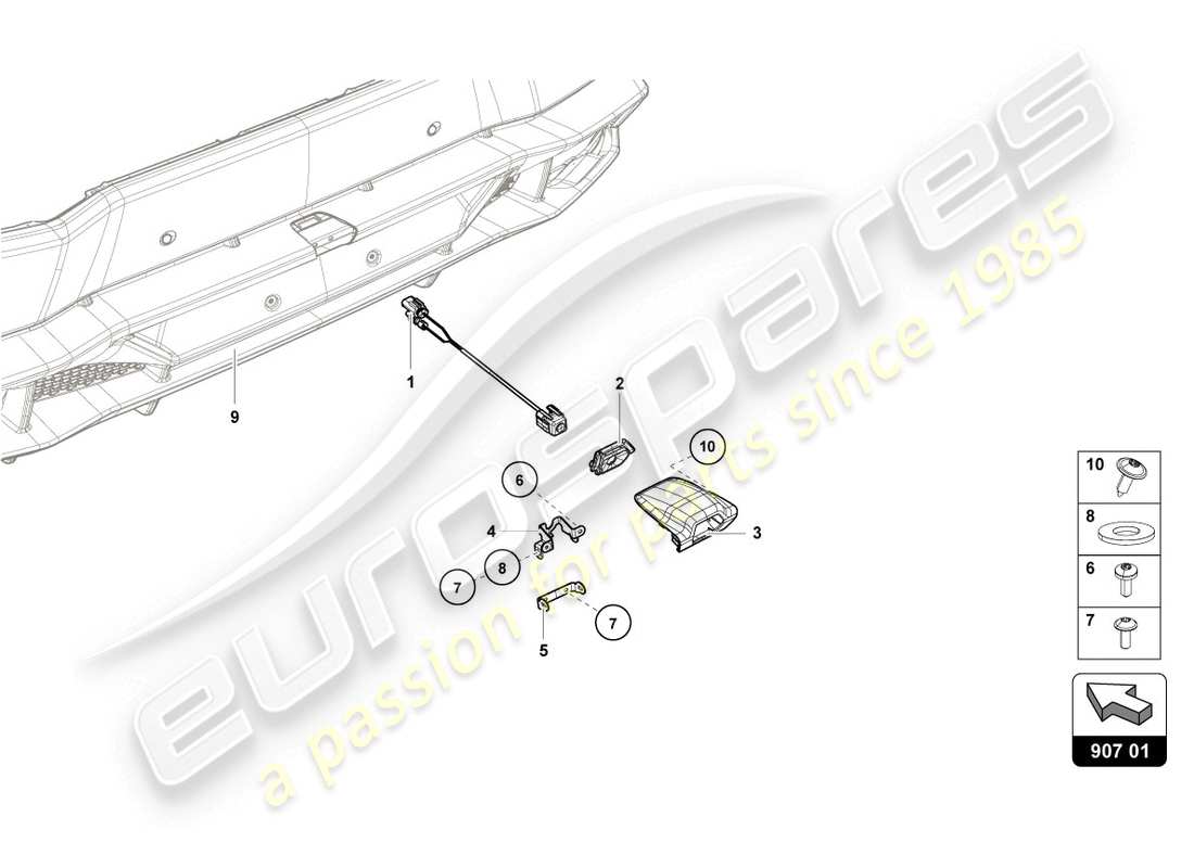 lamborghini lp610-4 coupe (2018) rückfahrkamera teilediagramm