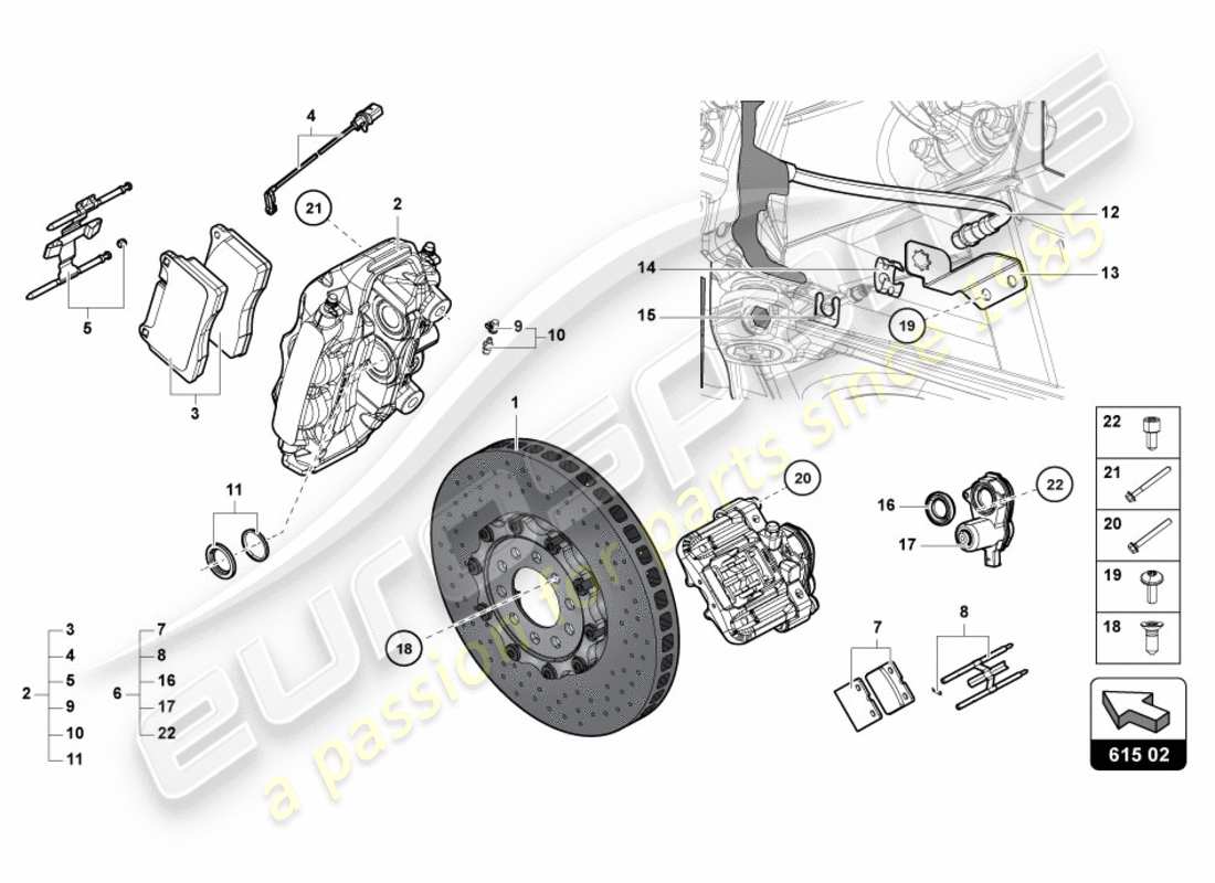 lamborghini centenario roadster (2017) bremsscheibe hinten teilediagramm