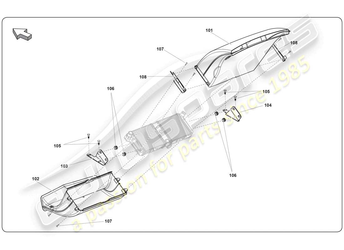 lamborghini super trofeo (2009-2014) airduct mittelkühler teilediagramm