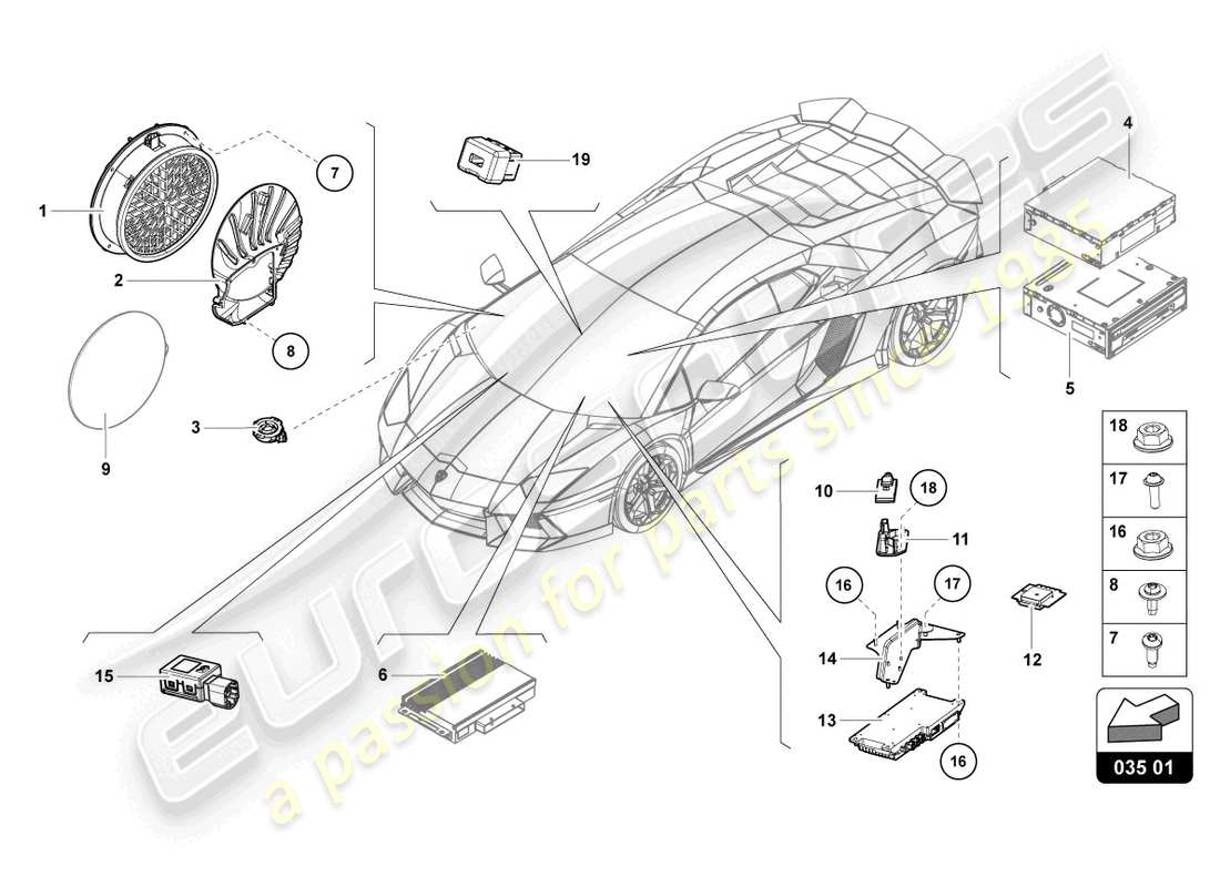 lamborghini 2014 (lp700-4 roadster) radioeinheit ersatzteildiagramm