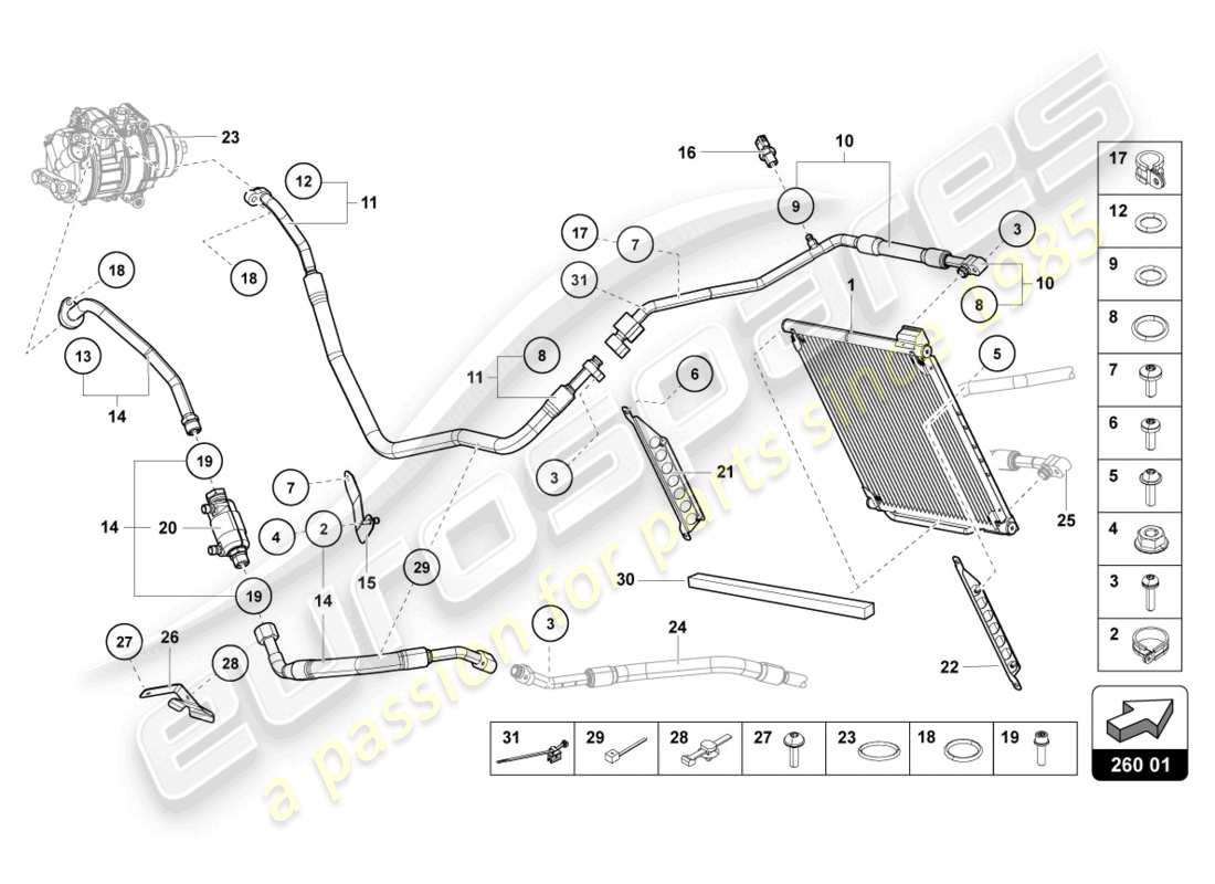lamborghini lp700-4 roadster (2013) a/c-kondensator - teilediagramm