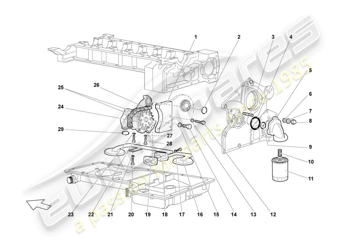 lamborghini murcielago coupe (2002) ölpumpe ersatzteildiagramm