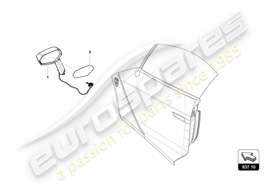 lamborghini centenario coupe (2017) aussenspiegel ersatzteildiagramm