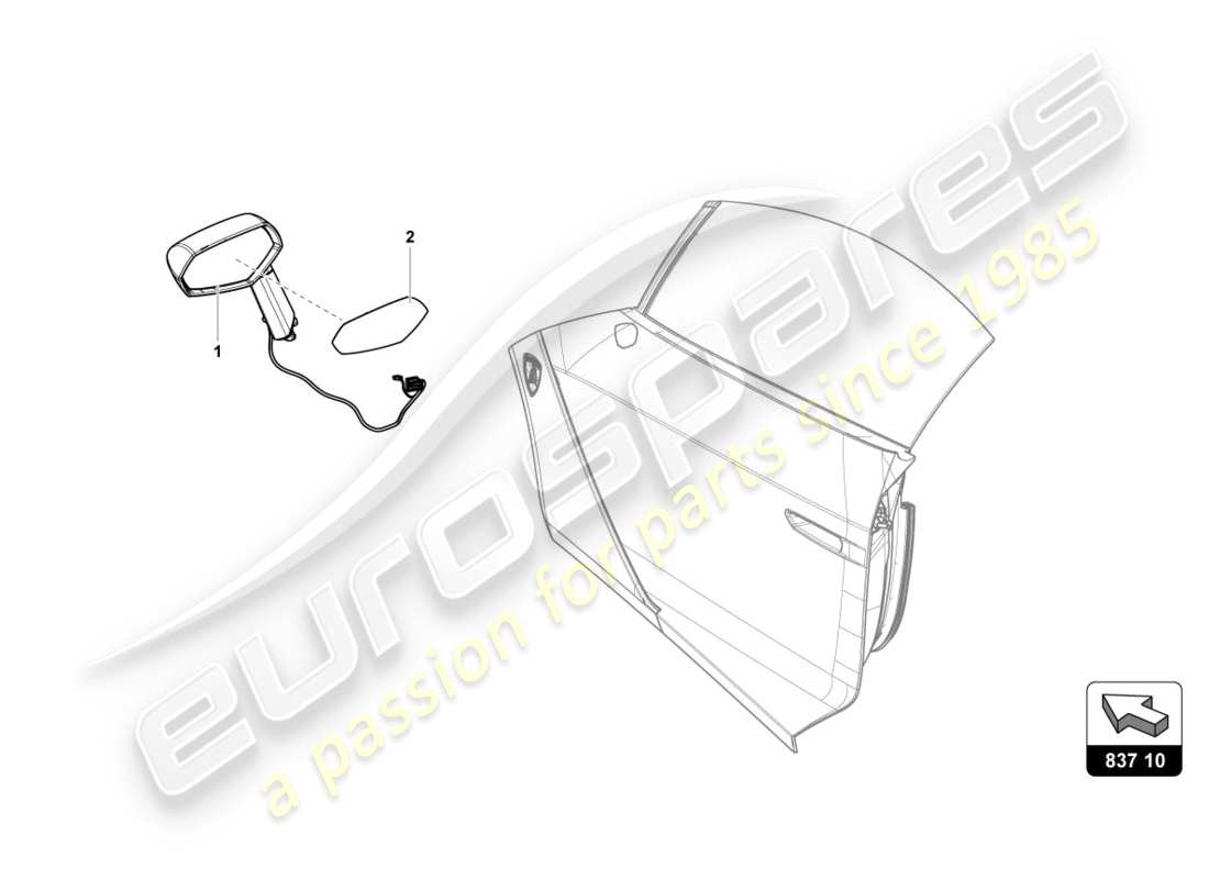 lamborghini centenario coupe (2017) aussenspiegel teilediagramm