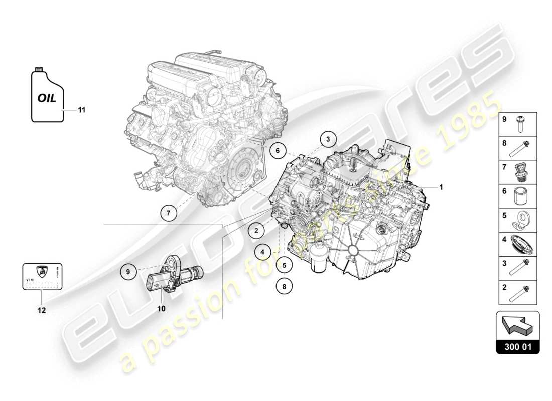 lamborghini 2020 (evo spyder 2wd) automatikgetriebe teilediagramm