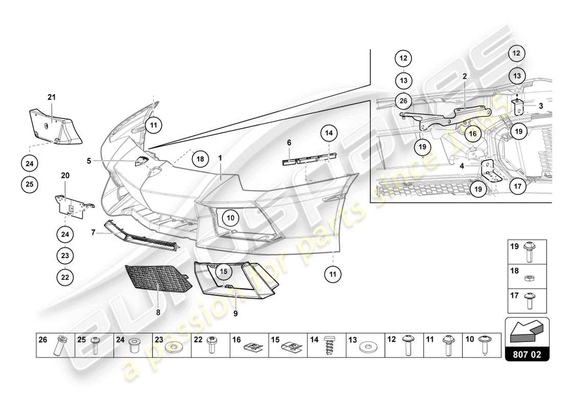 lamborghini 2013 (lp700-4 roadster) stoßstange, komplett ersatzteildiagramm