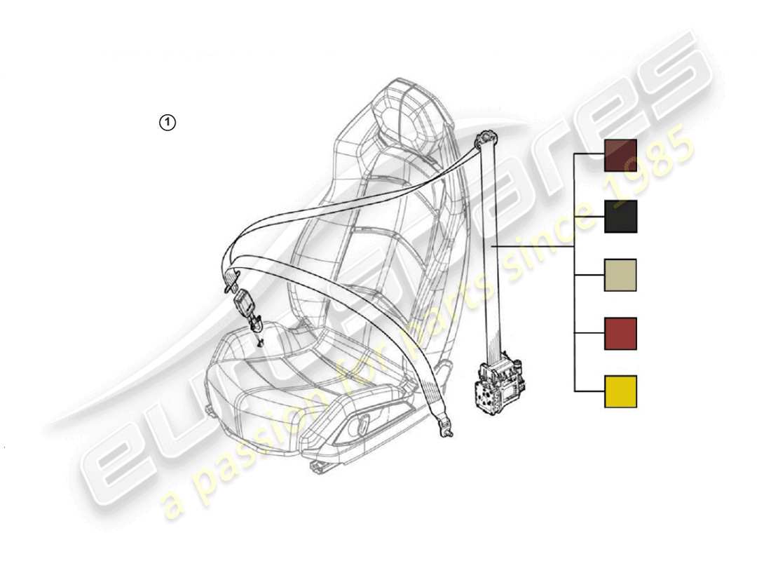 lamborghini huracan performante coupe (accessories) set: three-point inertia reel seat belt and push button buckle part diagram