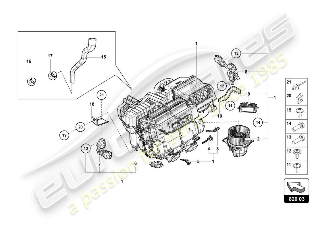 lamborghini lp700-4 roadster (2015) klimaanlage teilediagramm