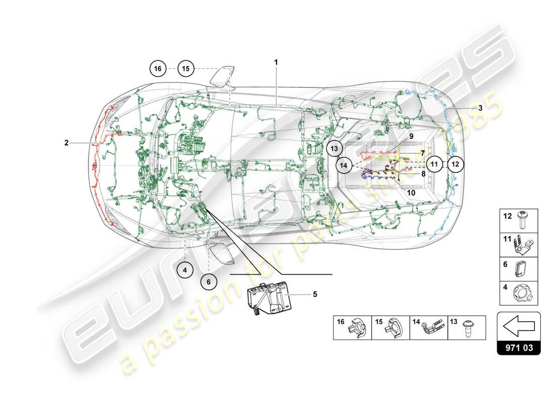 lamborghini evo spyder (2020) verkabelung teilediagramm