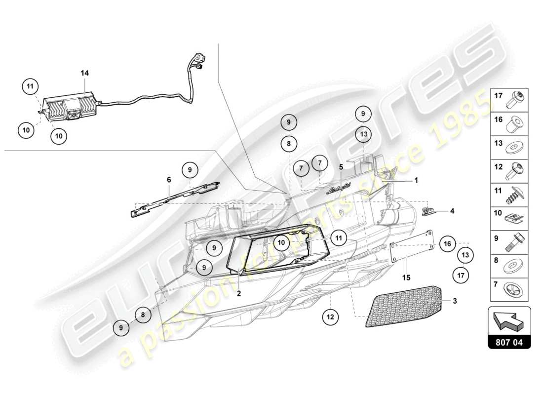 lamborghini lp700-4 coupe (2016) stoßstange, komplett ersatzteildiagramm
