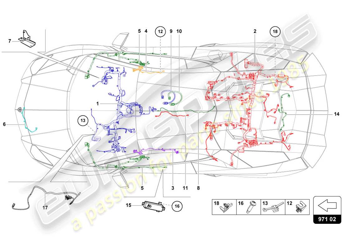 lamborghini lp720-4 coupe 50 (2014) kabelbäume ersatzteildiagramm