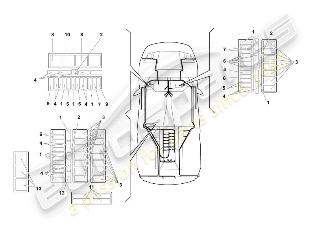 lamborghini murcielago roadster (2006) central electrics ersatzteildiagramm