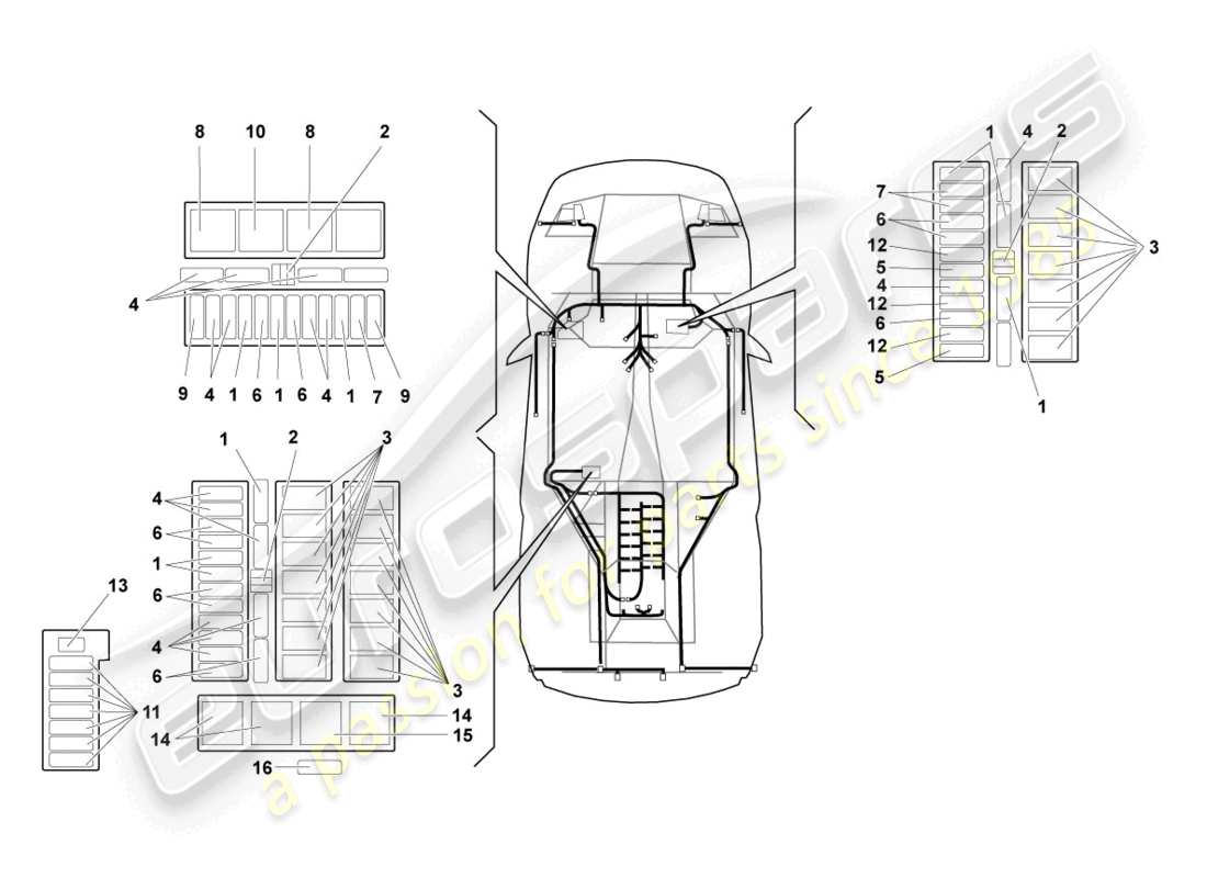 lamborghini murcielago roadster (2006) central electrics ersatzteildiagramm