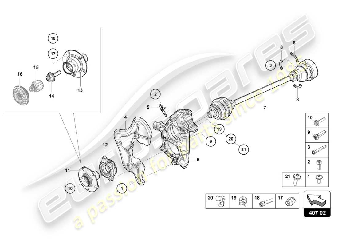 lamborghini centenario roadster (2017) antriebswelle vorne ersatzteildiagramm