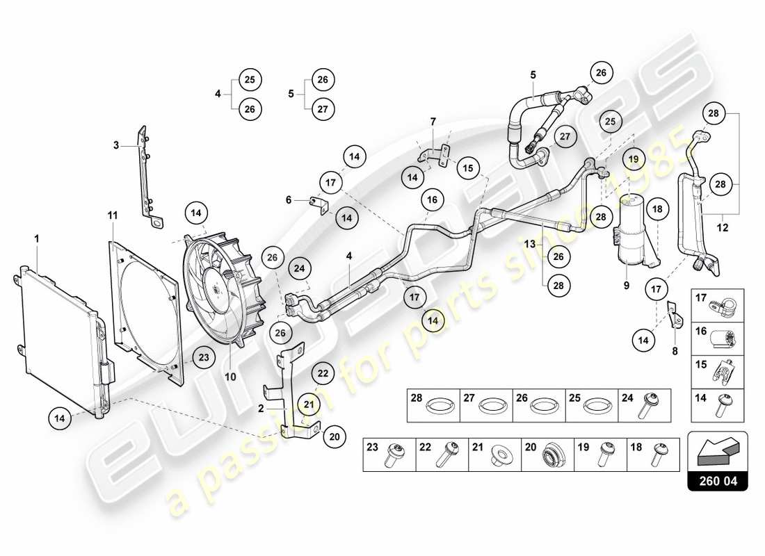 lamborghini centenario roadster (2017) a/c-kondensator - teilediagramm
