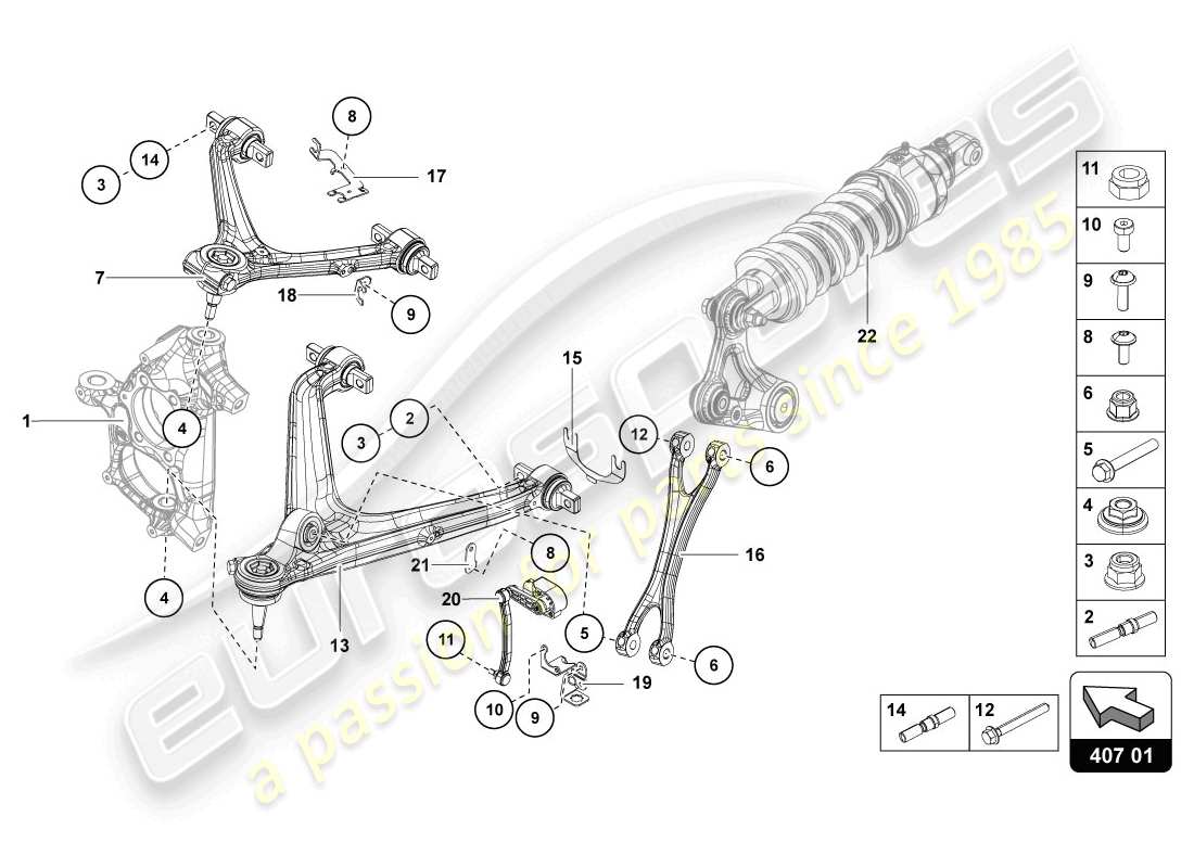 lamborghini 2014 (lp720-4 coupe 50) aufhängung teilediagramm
