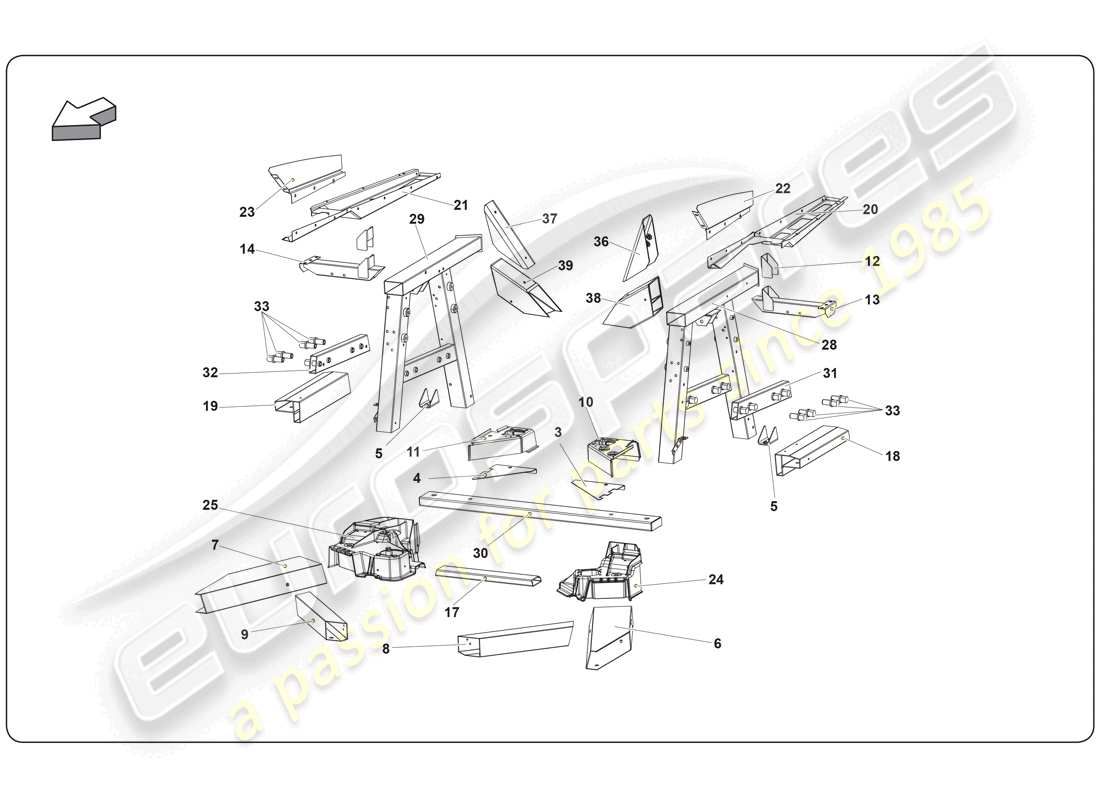 lamborghini super trofeo (2009-2014) chassis element teilediagramm