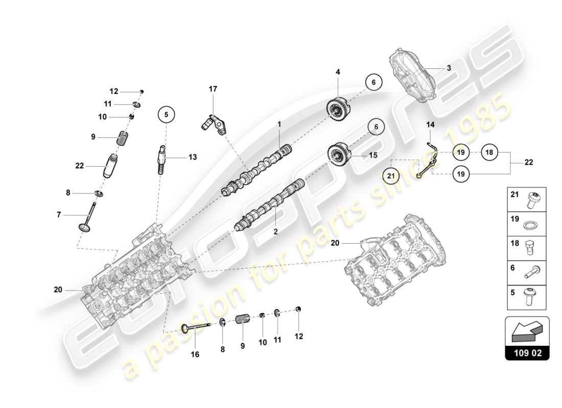lamborghini 2016 (lp580-2 spyder) nockenwelle, ventile ersatzteildiagramm