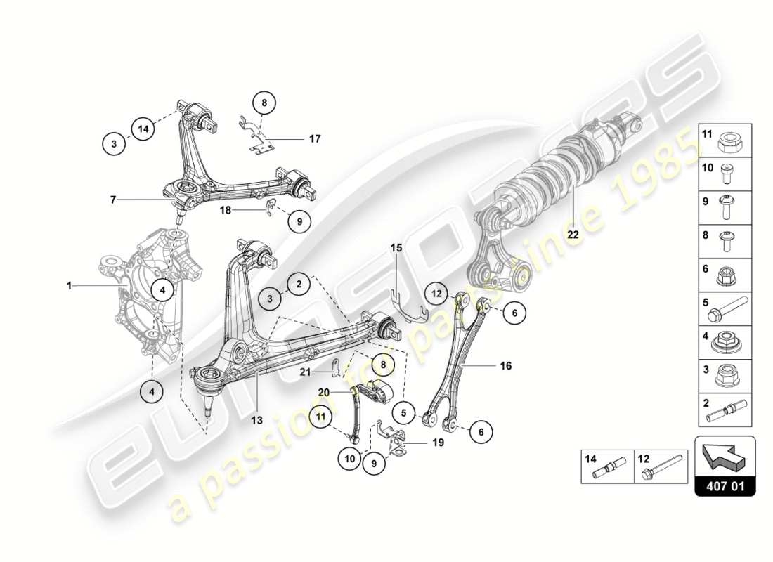 lamborghini centenario coupe (2017) aufhängung vorne teilediagramm