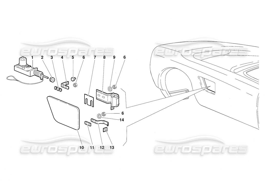 lamborghini diablo (1991) tankdeckel-teilediagramm