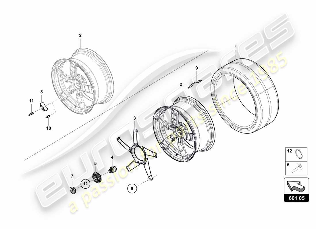 lamborghini centenario coupe (2017) räder/reifen vorne teilediagramm