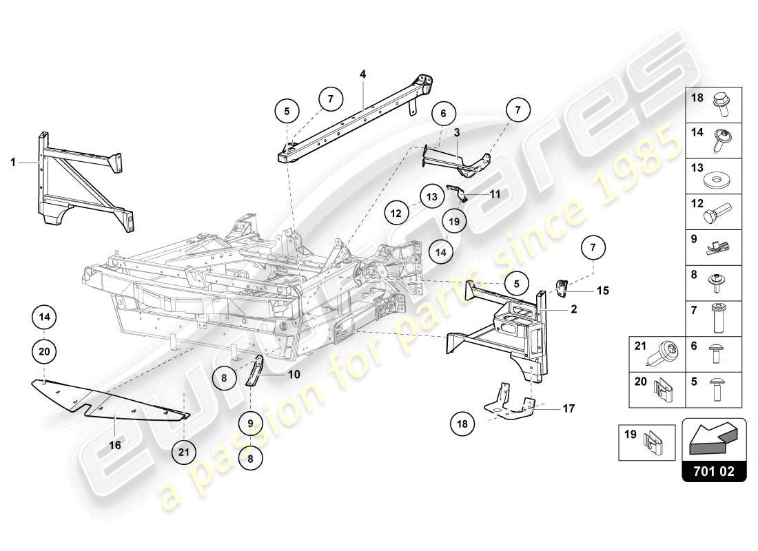 lamborghini 2014 (lp720-4 coupe 50) zierrahmen vorderteil ersatzteildiagramm