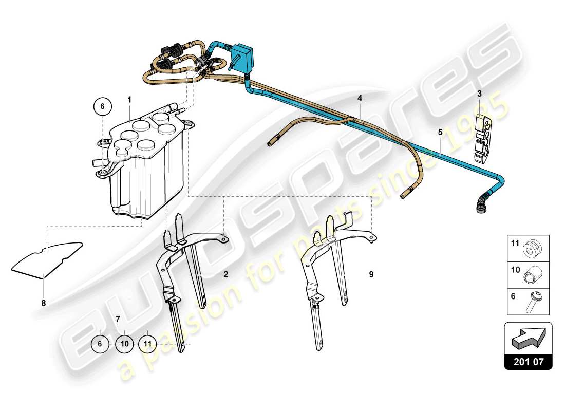 lamborghini 2014 (lp720-4 coupe 50) aktivkohlefiltersystem teilediagramm