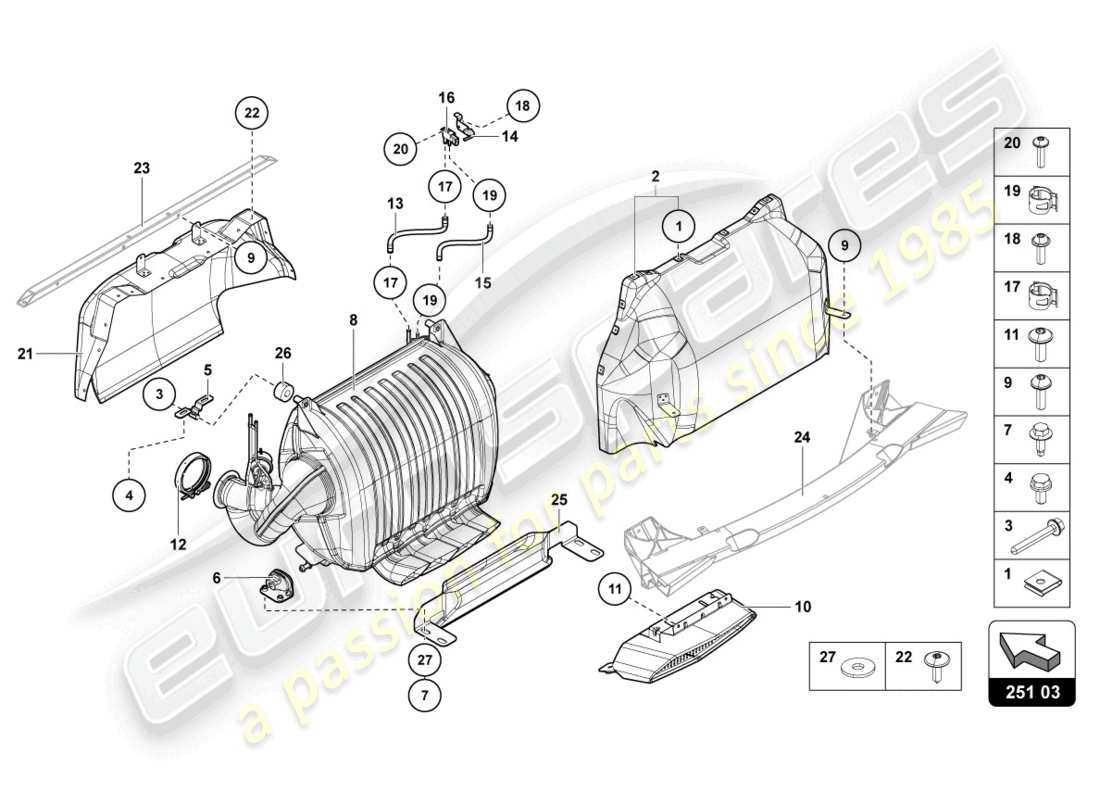 lamborghini 2015 (lp700-4 roadster) schalldämpfer mit katalysator ersatzteildiagramm