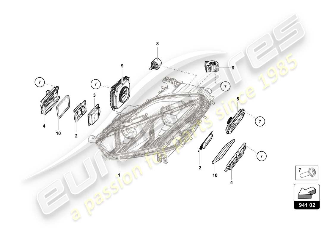 lamborghini lp580-2 coupe (2017) beleuchtungssystem teilediagramm