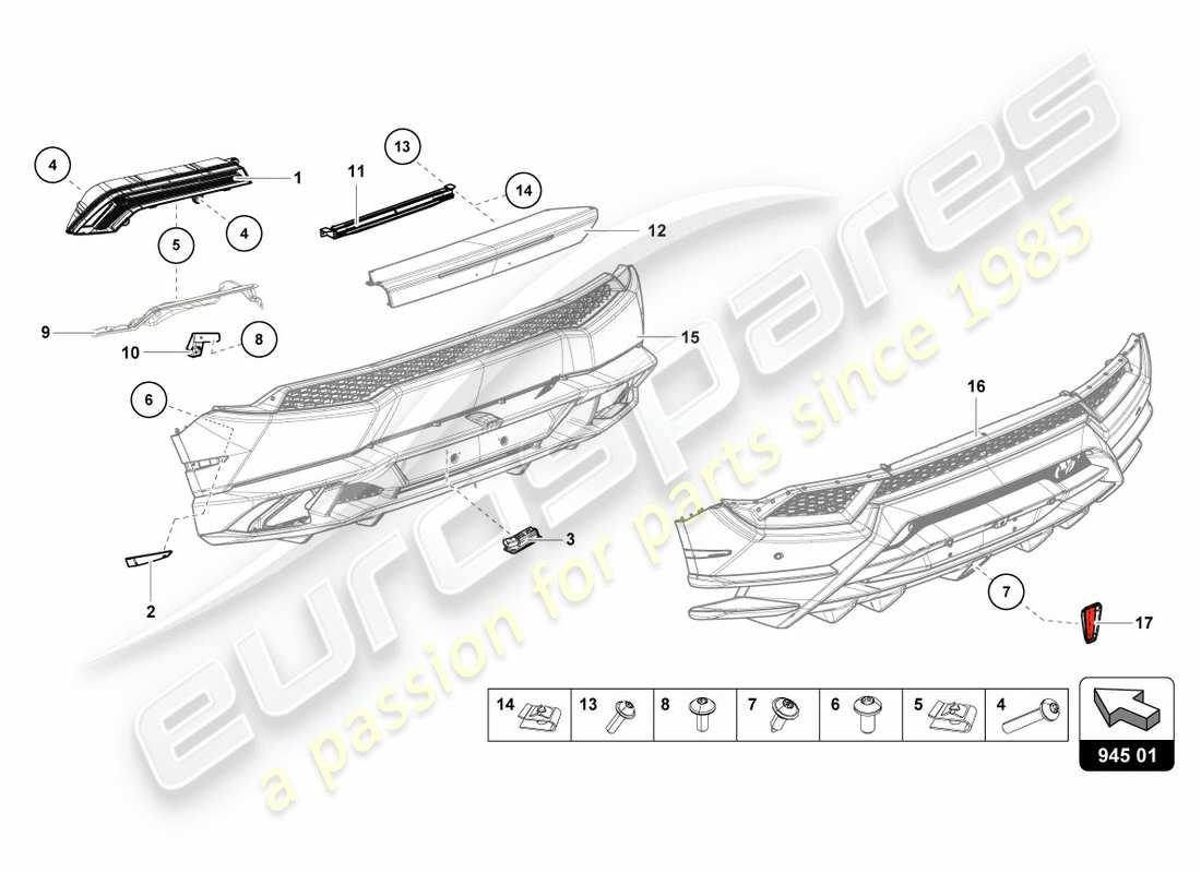 lamborghini performante spyder (2019) rücklicht hinten ersatzteildiagramm