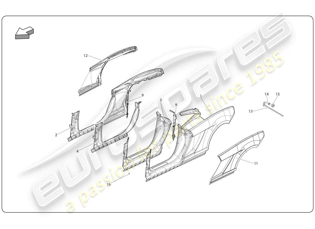 lamborghini super trofeo (2009-2014) fahrgestellelement teilediagramm