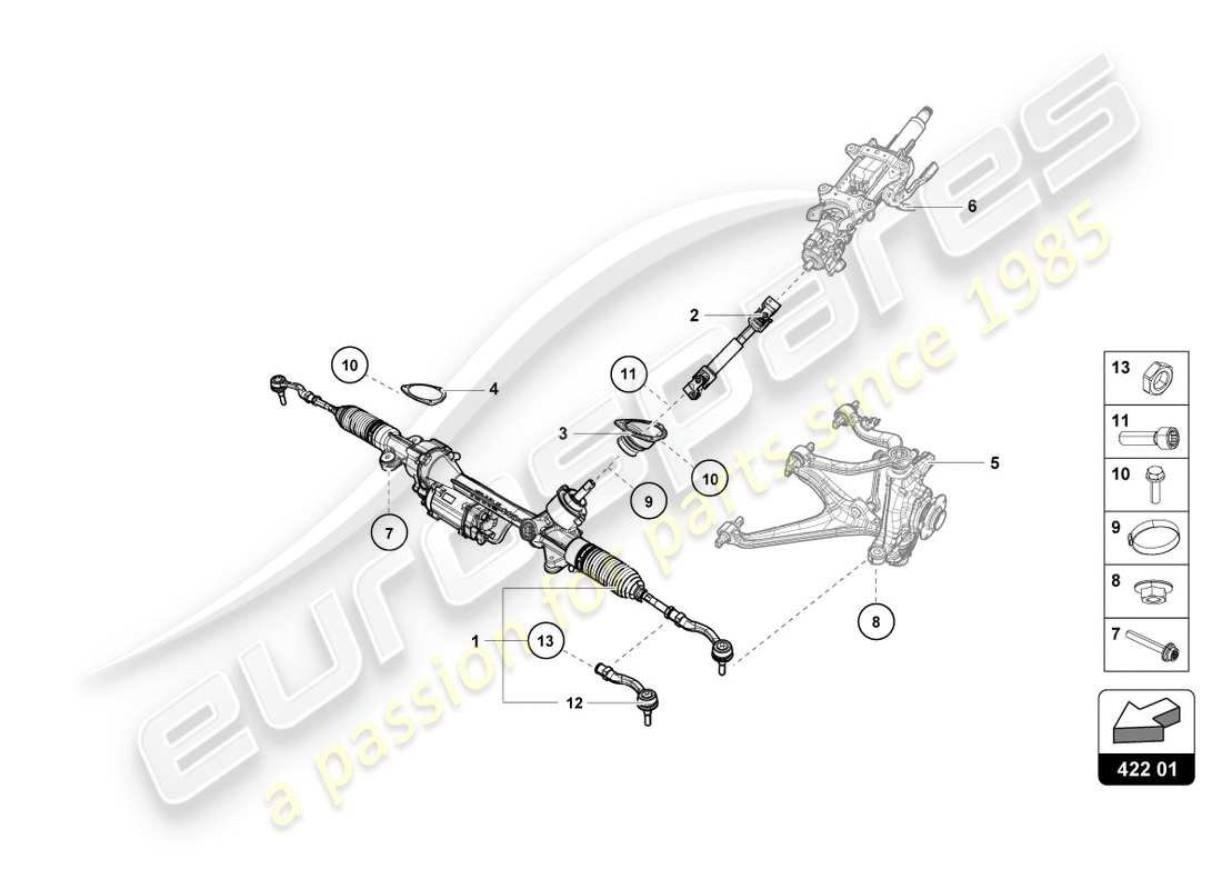 lamborghini lp580-2 spyder (2019) servolenkung teilediagramm