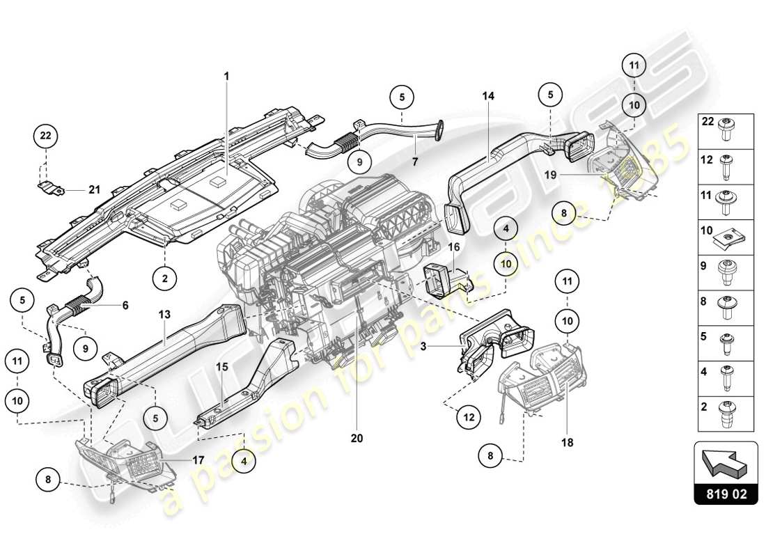 lamborghini lp720-4 coupe 50 (2014) luftführungskanal ersatzteildiagramm