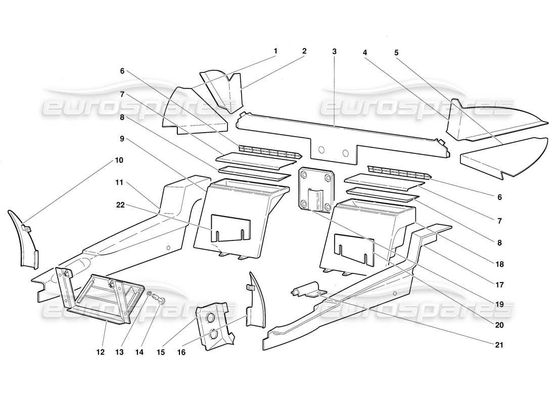 lamborghini diablo (1991) teilediagramm der fahrgastraumverkleidung