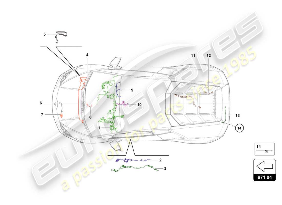 lamborghini lp580-2 coupe (2018) verkabelung teilediagramm