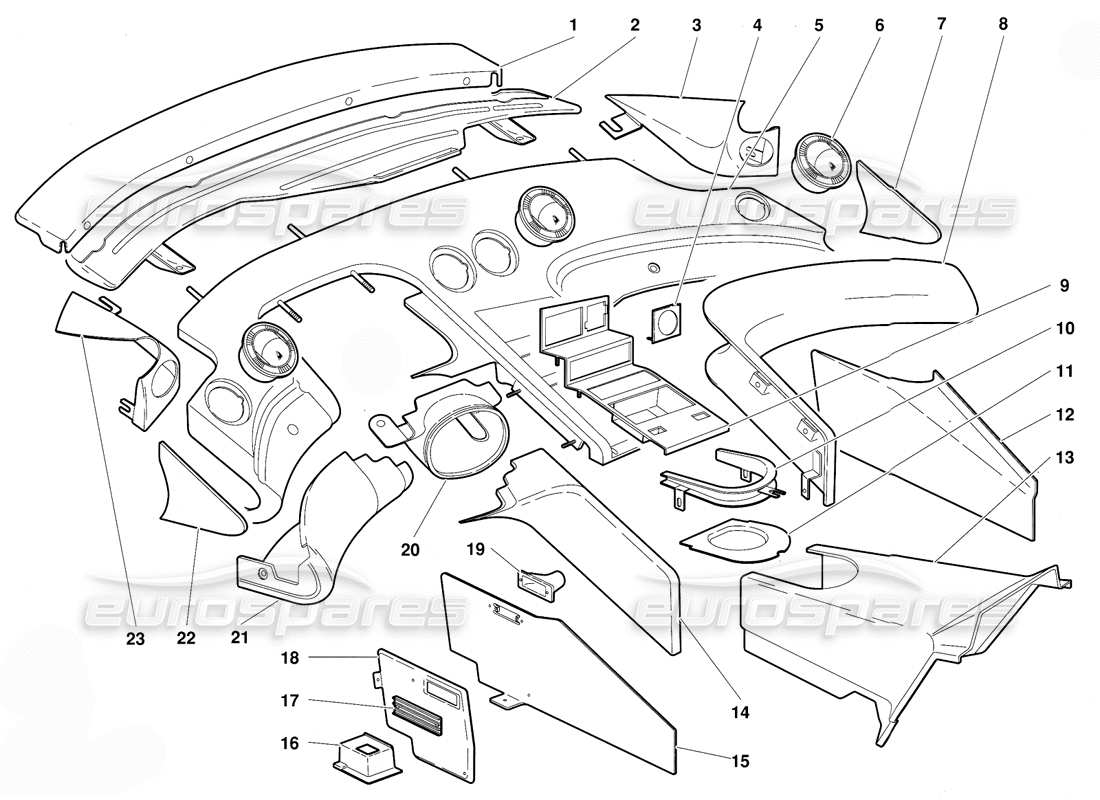 lamborghini diablo (1991) teilediagramm der fahrgastraumverkleidung