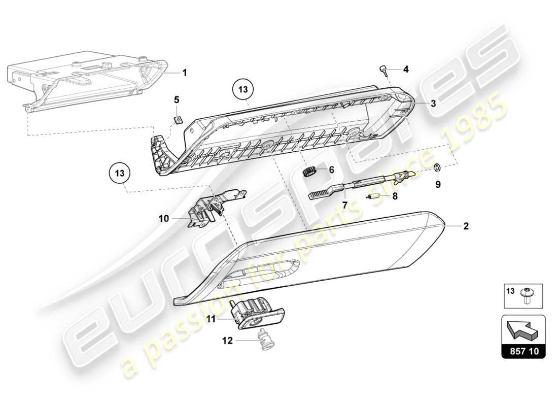 lamborghini 2012 (lp700-4 coupe)) handschuhfach ersatzteildiagramm