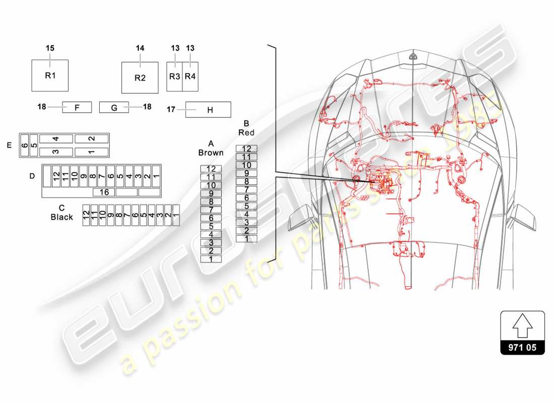 lamborghini lp700-4 coupe (2012) teilediagramm des elektrischen systems