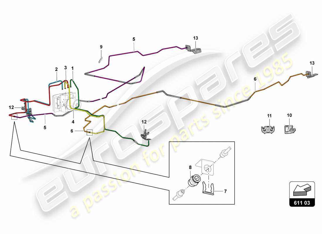 lamborghini lp700-4 coupe (2012) bremsservo, leitungen und vakuumsystem teilediagramm