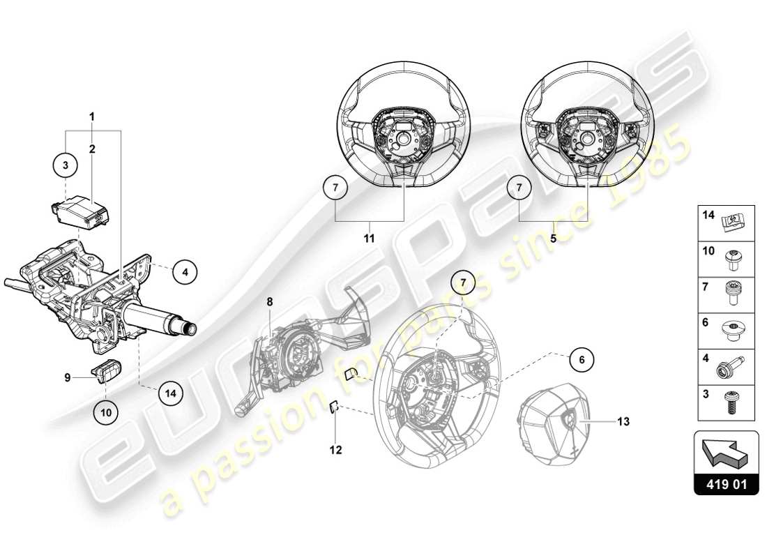 lamborghini 2014 (lp720-4 coupe 50) lenksystem teilediagramm