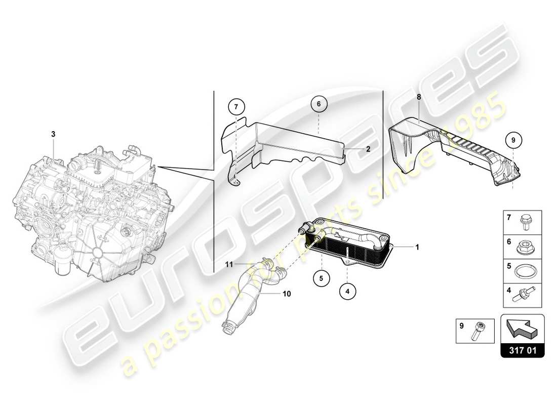 lamborghini 2020 (evo spyder 2wd) getriebeölkühler - ersatzteildiagramm