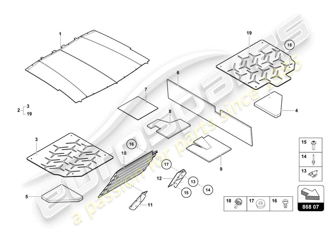 lamborghini lp750-4 sv coupe (2015) innendekor teilediagramm